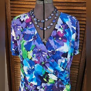 Floral Midi Dress in Blue and Purple.